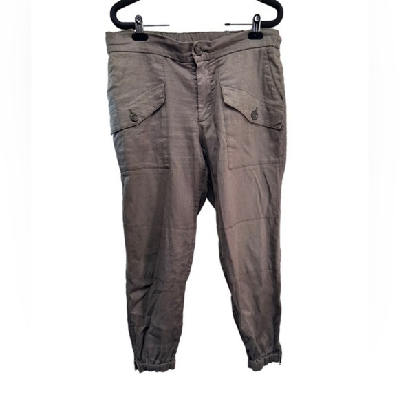 JAMES PERSE Standard Green crop Pants Ankle Pants with Zip on Ankles Poc… - Picture 3 of 9